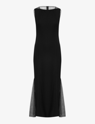 Helmut Lang Black Sheer Back Maxi Dress In Black