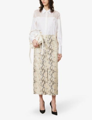 Shop Helmut Lang Womens White Sheer-panel Relaxed-fit Cotton-poplin Shirt