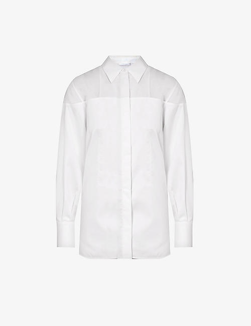 HELMUT LANG: Sheer-panel relaxed-fit cotton-poplin shirt
