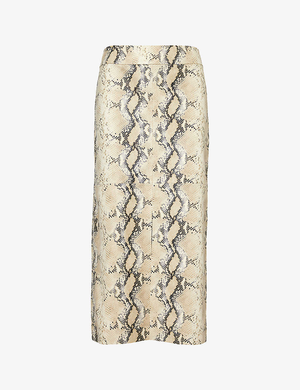 Helmut Lang Womens Beige Python-effect Mid-rise Leather Maxi Skirt