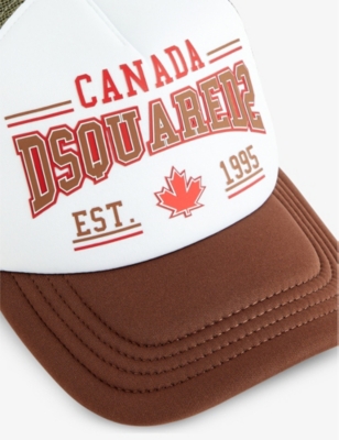 Shop Dsquared2 Canada Brand-print Woven Cap In Green Hazelnut