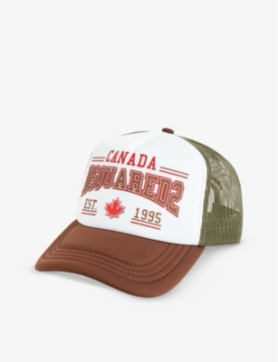 Dsquared2 Mens Green Hazelnut Canada Brand-print Woven Cap