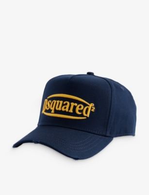 Dsquared2 Mens Navy Yellow Logo-patch Cotton-twill Cap