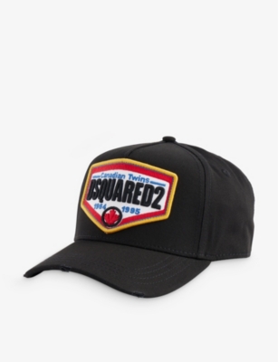 Dsquared2 Mens Black Logo-patch Cotton-twill Cap