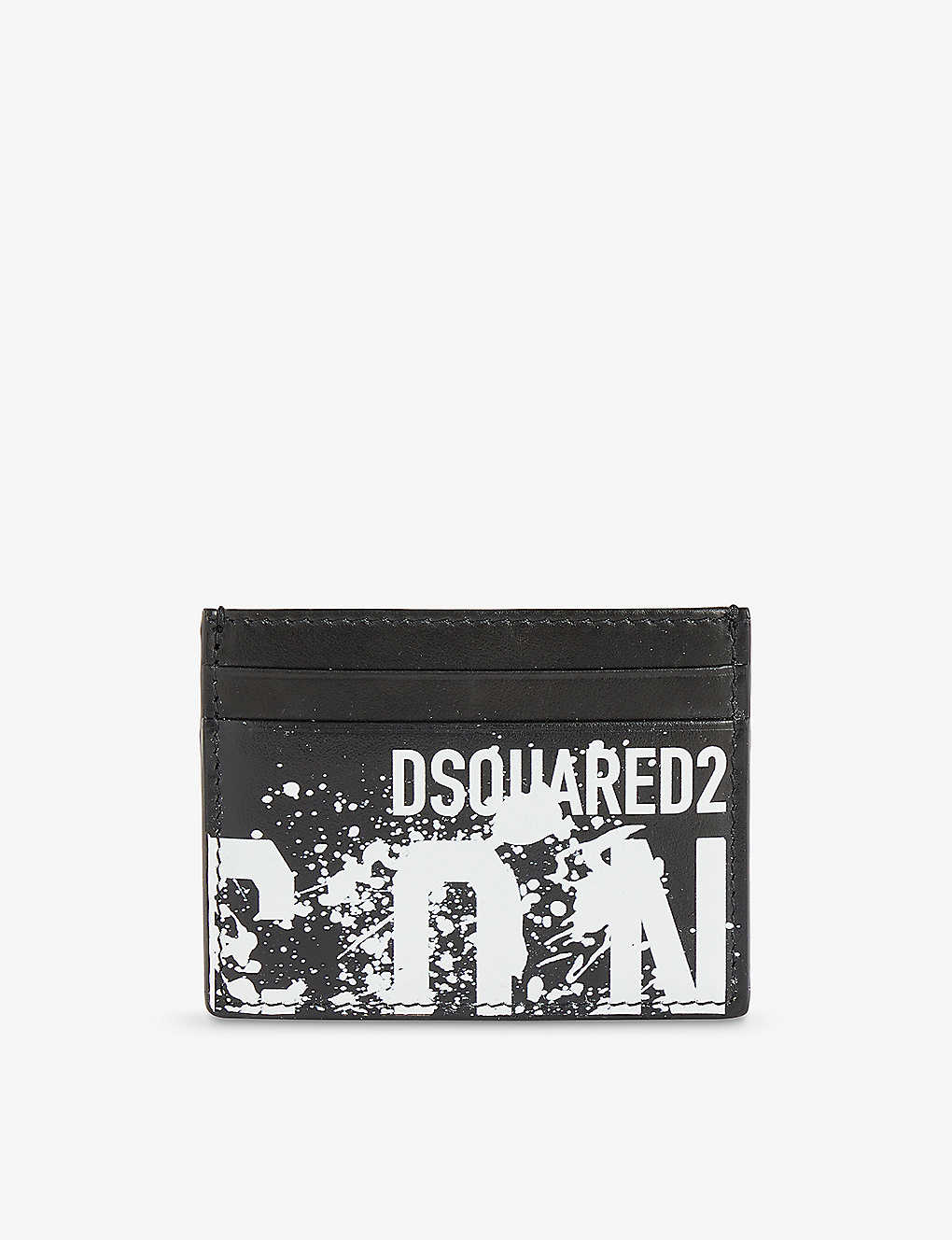 Shop Dsquared2 Black Splash Leather Card Holder