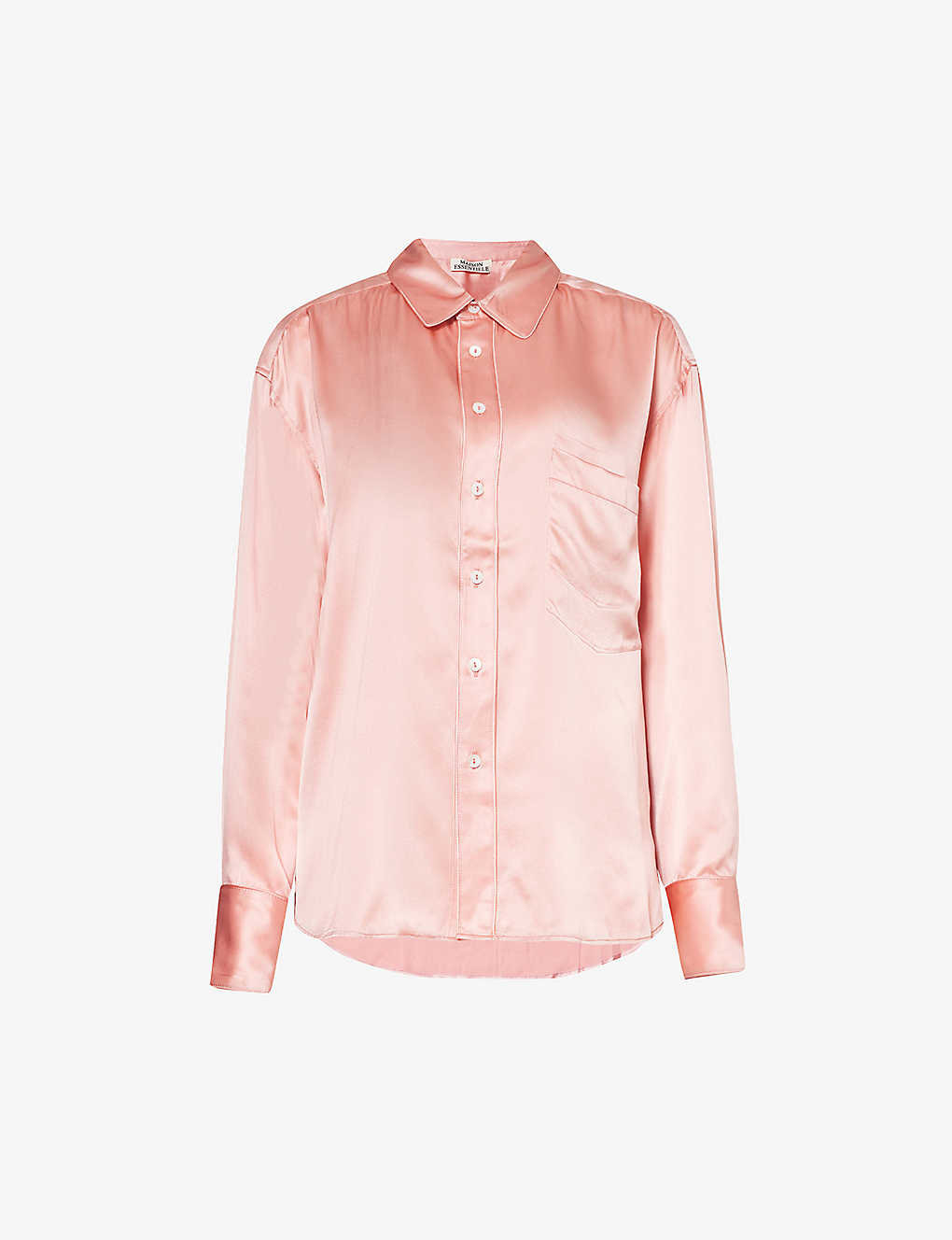 Maison Essentiele Womens Blush Core Patch-pocket Silk Pyjama Top