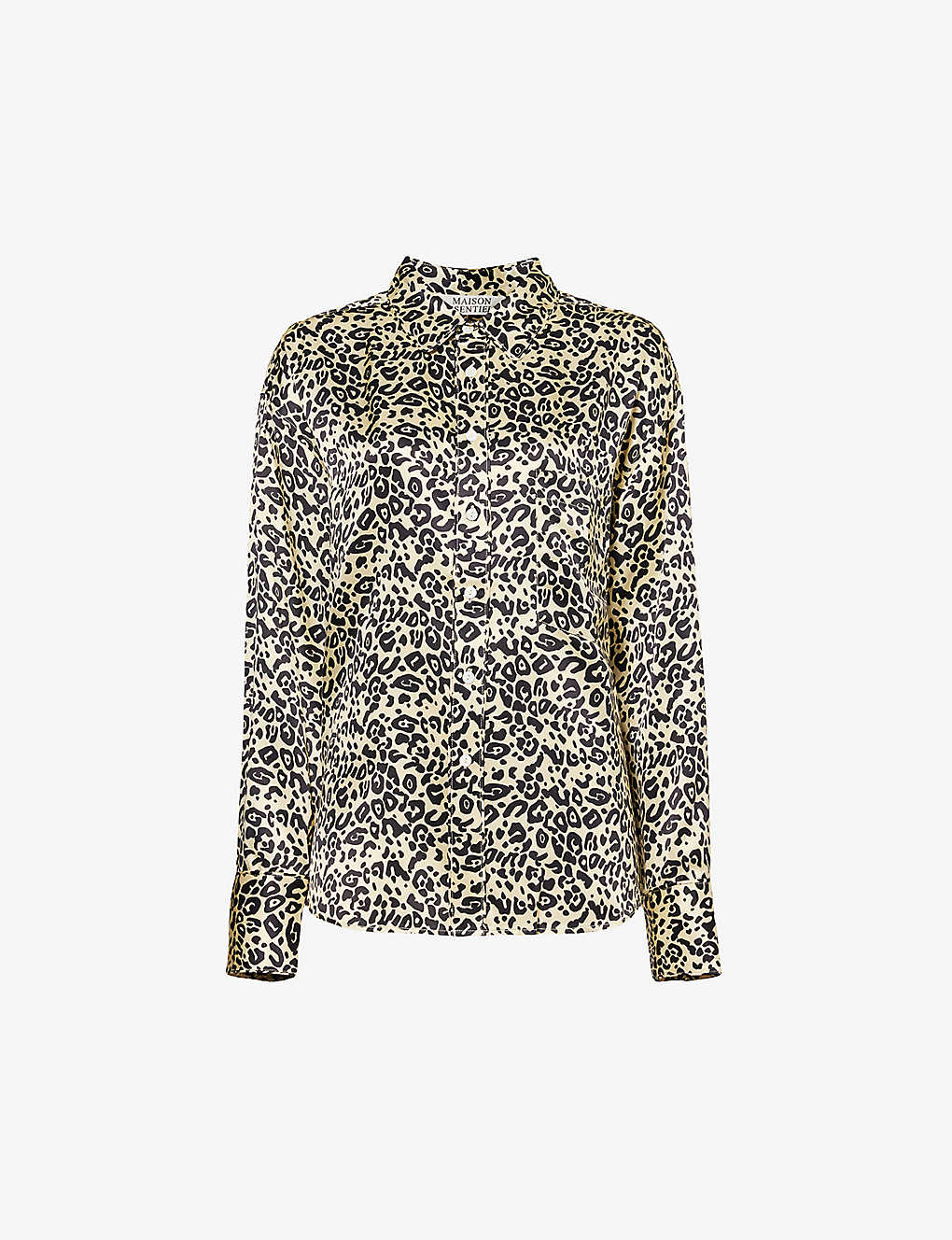 Maison Essentiele Womens Leopard Core Patch-pocket Silk Pyjama Top In Multi-coloured