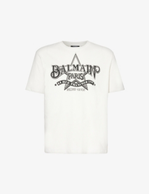 Balmain Cotton T-shirt In White Black