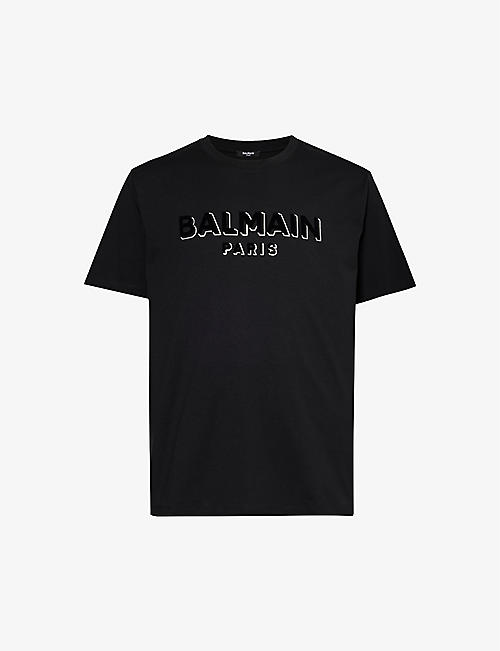 BALMAIN: Logo-print regular-fit cotton-jersey T-shirt