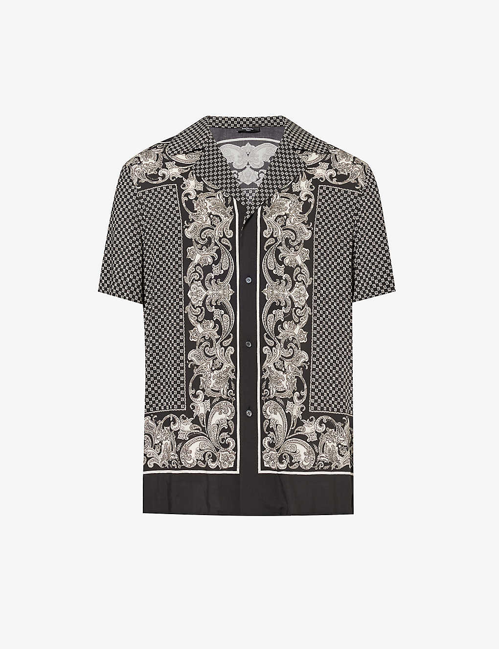 Shop Balmain Men's Black Ivory Paisley-pattern Short-sleeve Regular-fit Pyjama Shirt