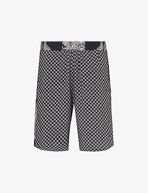 BALMAIN: Brand-pattern relaxed-fit stretch-woven shorts