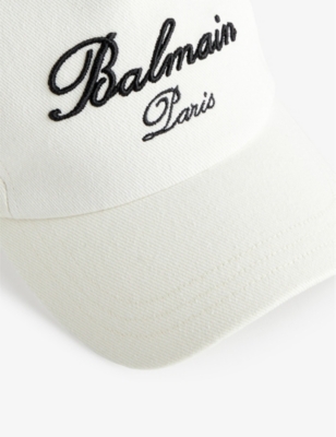 Shop Balmain Men's Ivory Black Logo-embroidered Cotton Baseball Cap