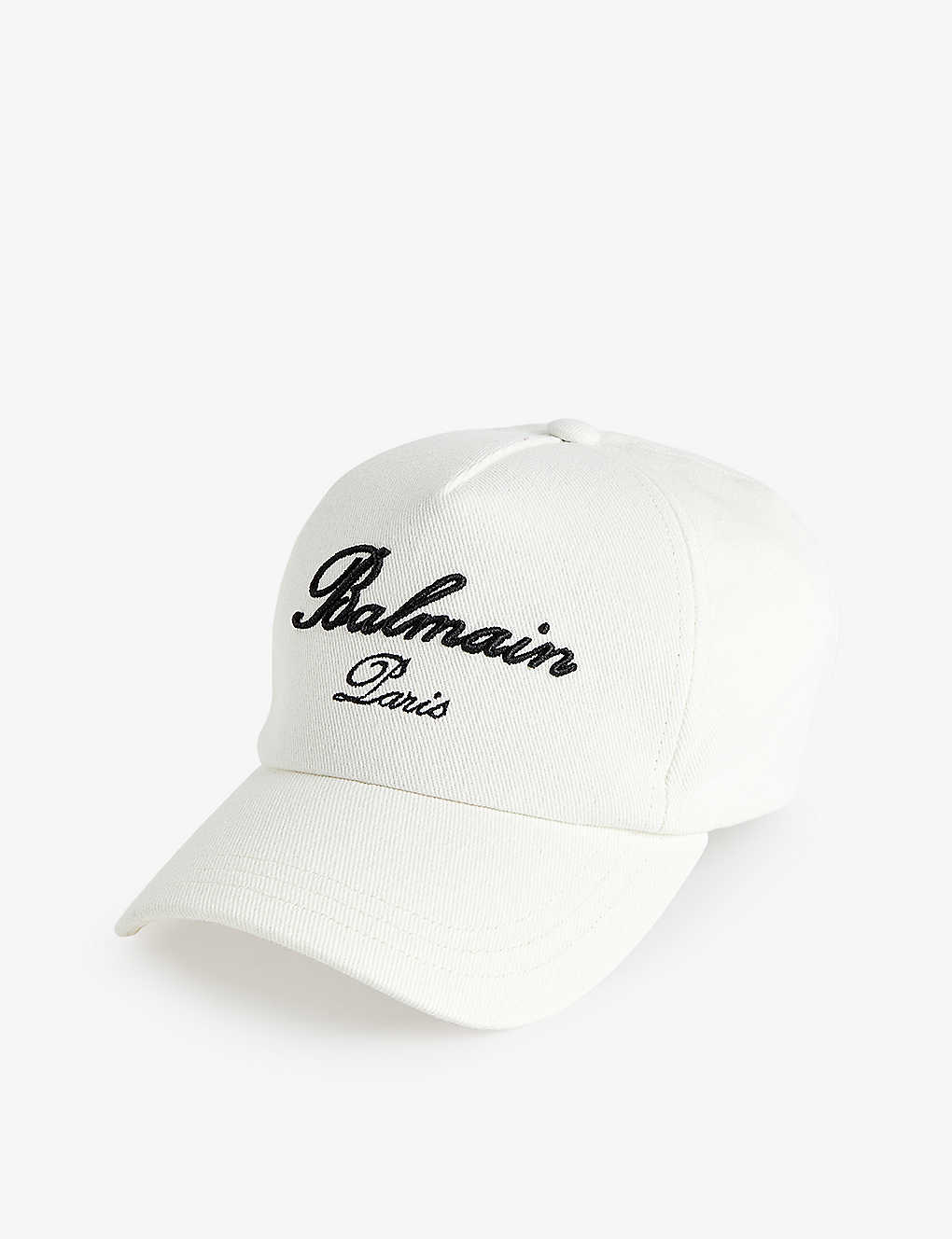 Balmain Mens Monochrome Logo-embroidered Cotton Baseball Cap In Ivory Black