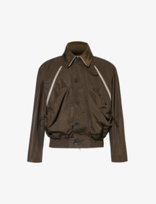 Shop Dries Van Noten Vanborn Zipped-pocket Shell Jacket In Khaki