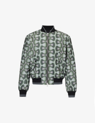 DRIES VAN NOTEN: Vellow abstract-pattern regular-fit cotton-blend jacket