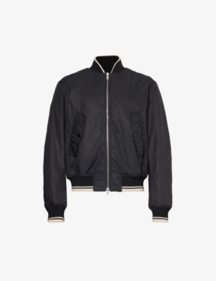 DRIES VAN NOTEN: Striped-trim padded shell bomber jacket