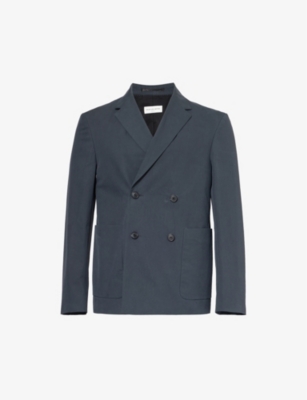 Dries Van Noten Double-breasted Notched-lapel Cotton Jacket In Anthracite