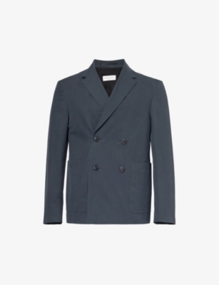 Dries Van Noten Mens Anthracite Double-breasted Notched-lapel Cotton Jacket