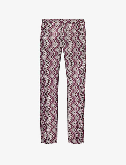 DRIES VAN NOTEN: Abstract-print straight-leg woven trousers