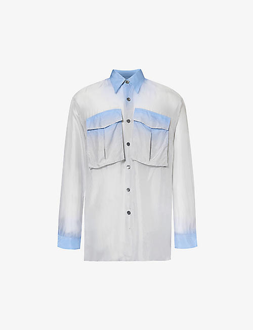 DRIES VAN NOTEN: Gradient-pattern relaxed-fit silk shirt