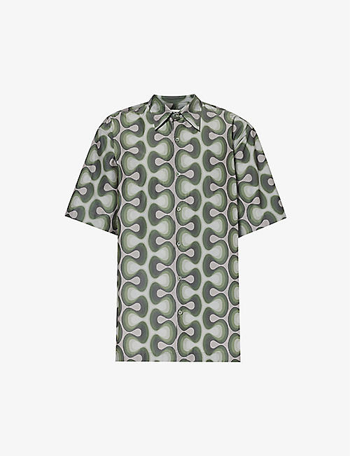 DRIES VAN NOTEN: Cassidye abstract-pattern relaxed-fit woven shirt