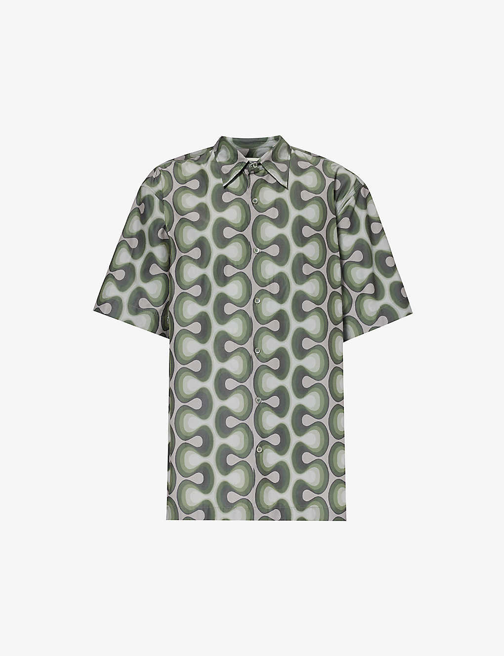 Dries Van Noten Mens Khaki Cassidye Abstract-pattern Relaxed-fit Woven Shirt In Green