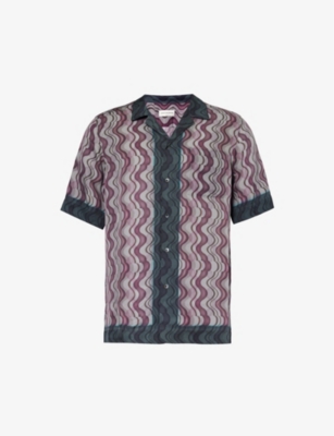 Shop Dries Van Noten Abstract-print Boxy-fit Crepe Shirt In Purple