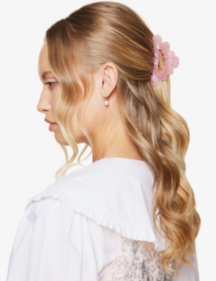 Shop Sui Ava Else Marie Breathtaking Big Rhinestone-embellished Acrylic Claw Clip In Rose