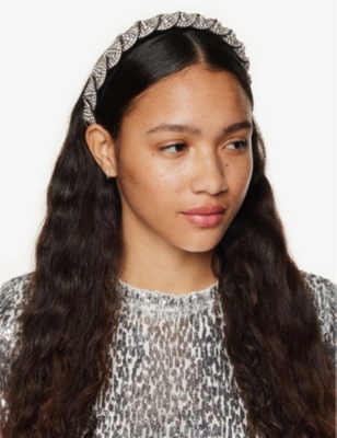 Shop Sui Ava Women's Crystal White Sarah Rhinestones-embellished Woven Hairband