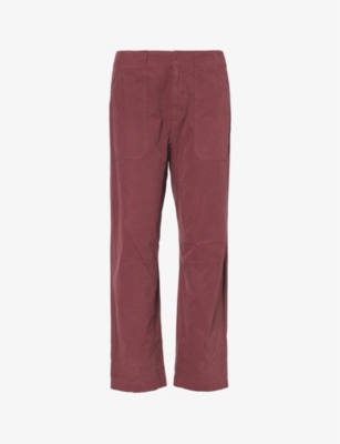 Rag & Bone Leyton Straight-leg High-rise Cotton Trousers In Burgundy