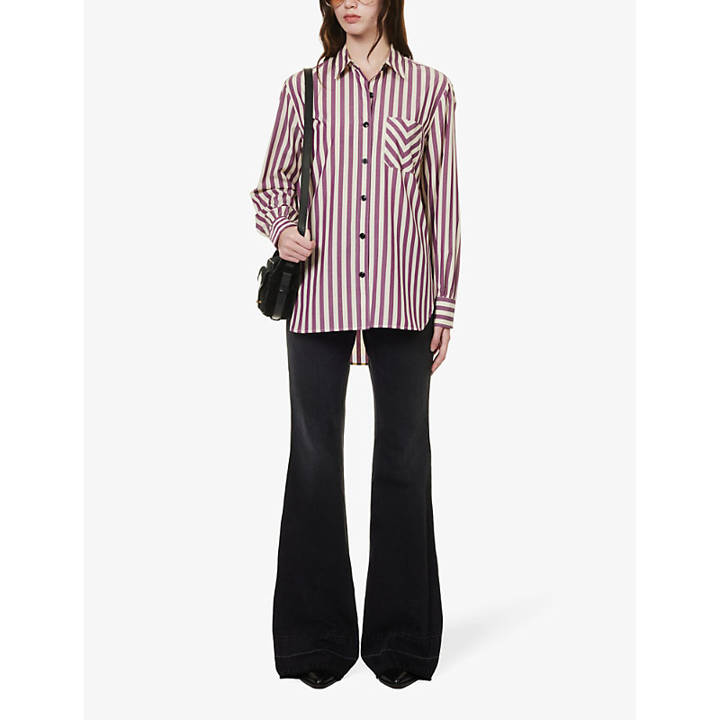 Shop Rag & Bone Womens Purplstrpe Maxine Striped Cotton Shirt