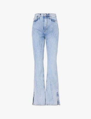 Rag & Bone Peyton Split-cuff Flared-leg High-rise Stretch-denim Jeans In Blue