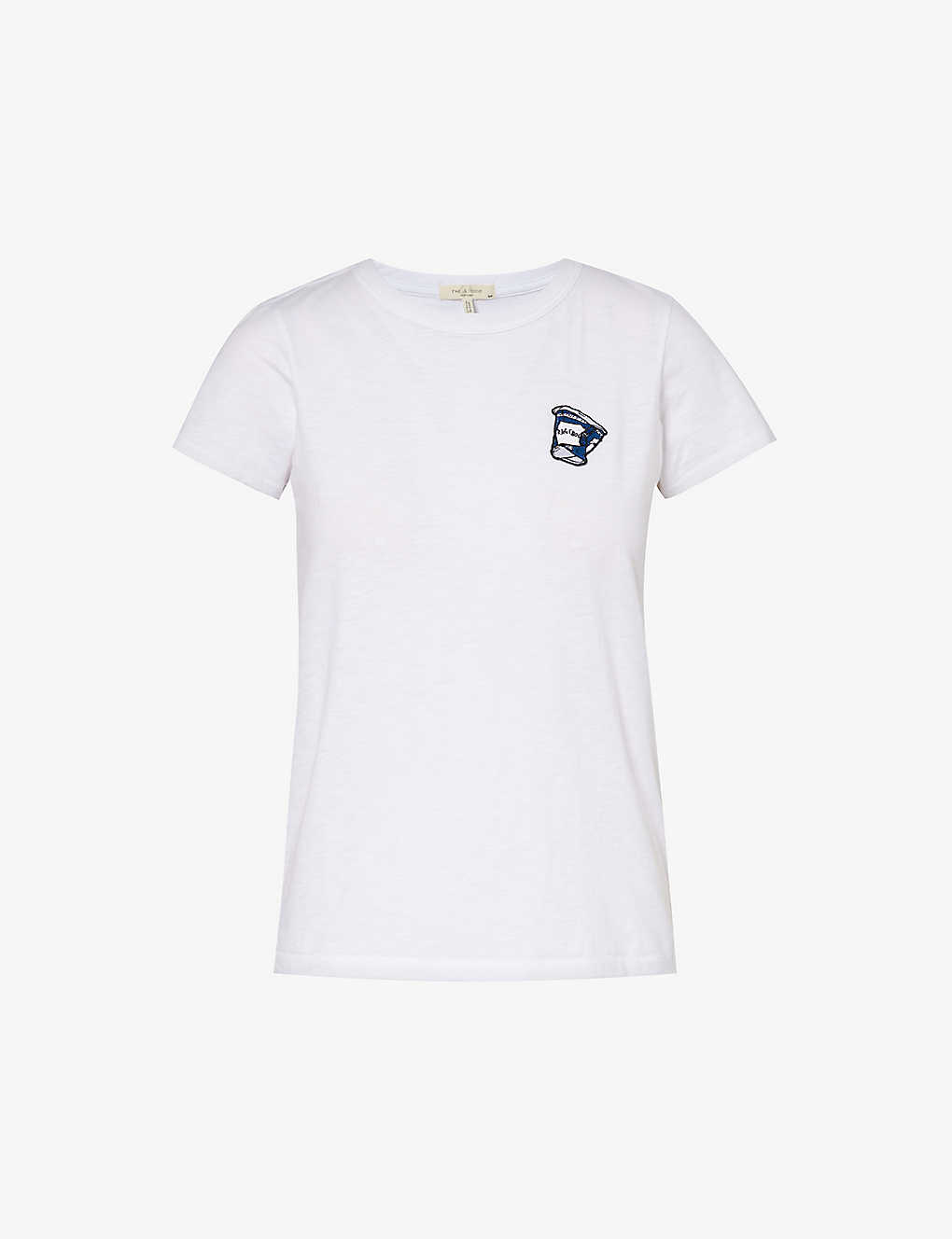 Shop Rag & Bone Womens White Coffee-patch Relaxed-fit Organic-cotton T-shirt