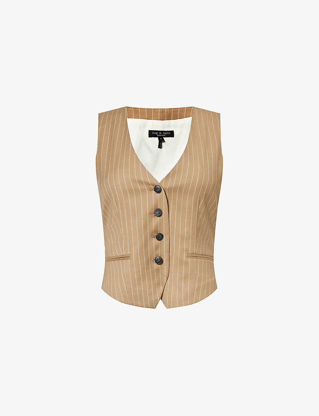 Shop Rag & Bone Priya Striped Stretch-woven Waistcoat In Brown
