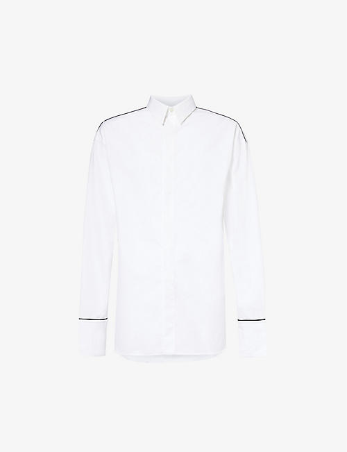 FERRAGAMO: 撞色滚边常规版型棉府绸衬衫