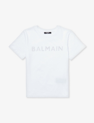 BALMAIN: Logo rhinestone-embellished cotton-jersey T-shirt 6-13 years