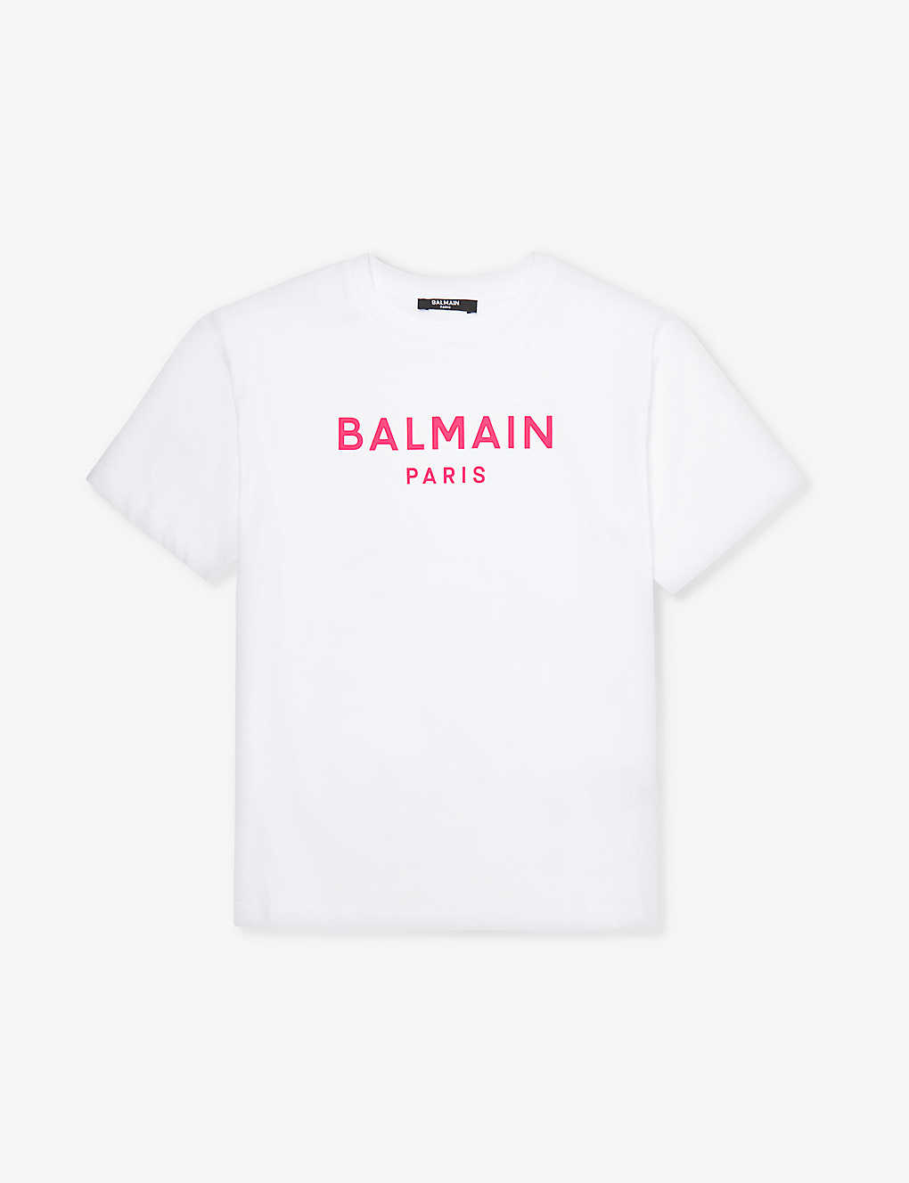 Balmain Kids' Neon Logo Text-print Cotton-jersey T-shirt 6-13 Years In White