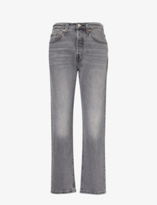 LEVIS - 501 cropped straight-leg high-rise stretch-denim jeans