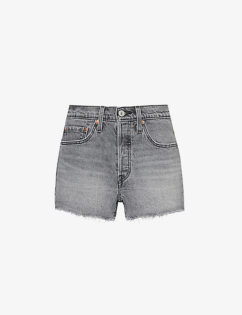 LEVIS: 501 Original faded-wash stretch-denim shorts