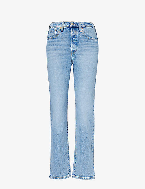 LEVIS: 501 straight-leg high-rise stretch-denim jeans