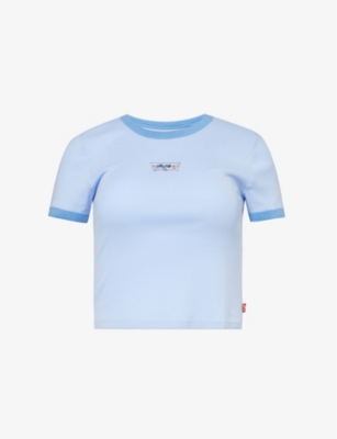Levi's Levis Women's Scenic Brunnera Blue Logo-appliquéd Slim-fit Cotton-jersey T-shirt
