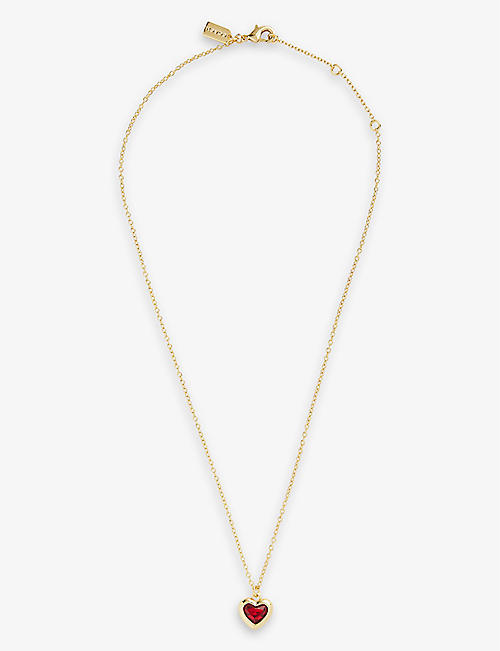 COACH: Heart adjustable brass and ziconia pendant necklace