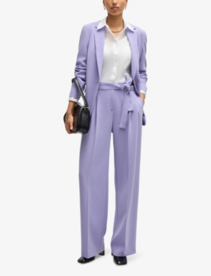 Hugo Boss Relaxed-fit Trousers In Crease-resistant Japanese Crepe In Medium Purple