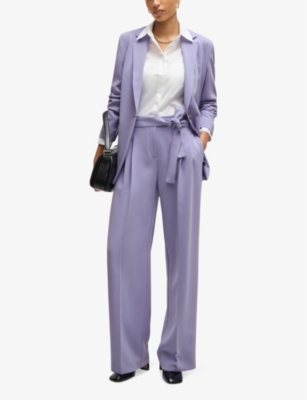 Hugo Boss Regular-fit Jacket In Crease-resistant Crepe In Medium Purple