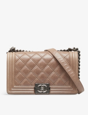 Reselfridges Pre-loved Chanel Quilted-leather Cross-body Bag In Brown Beige