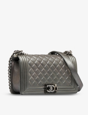 Shop Reselfridges Women's Silver Pre-loved Chanel Quilted-leather Shoulder Bag