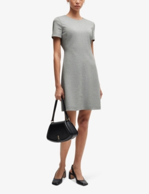 BOSS: Round-neck short-sleeve stretch cotton-jersey shift dress