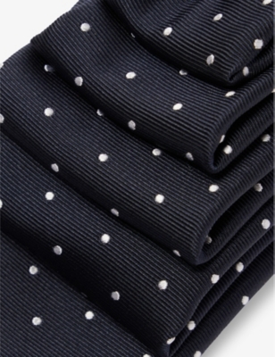 Hugo Boss Mens Boss Polka-dot Silk-twill T In Dark Blue