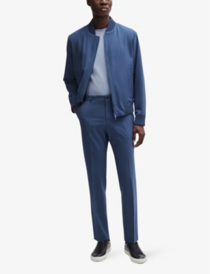 Hugo Boss Modern-fit Trousers In A Performance-stretch Wool Blend In Navy