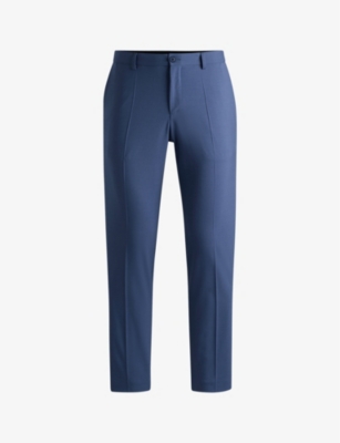 Hugo Boss Modern-fit Trousers In A Performance-stretch Wool Blend In Navy